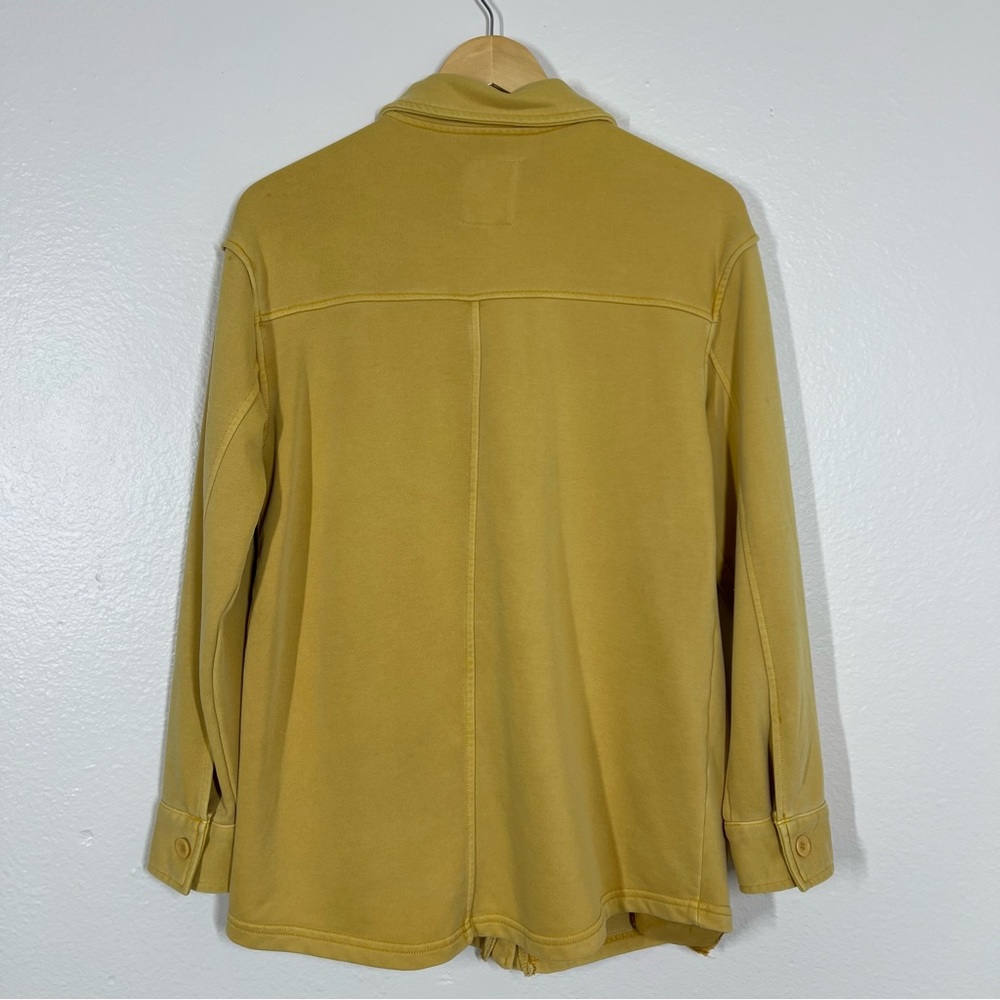 Avec Les Filles Mustard Yellow French Terry Button Down Shirt Jacket Shacket - Picture 10 of 13